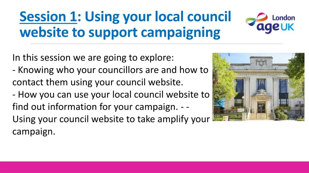 session 1 using your local council website