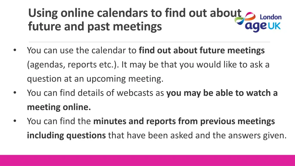 using online calendars to find out about future