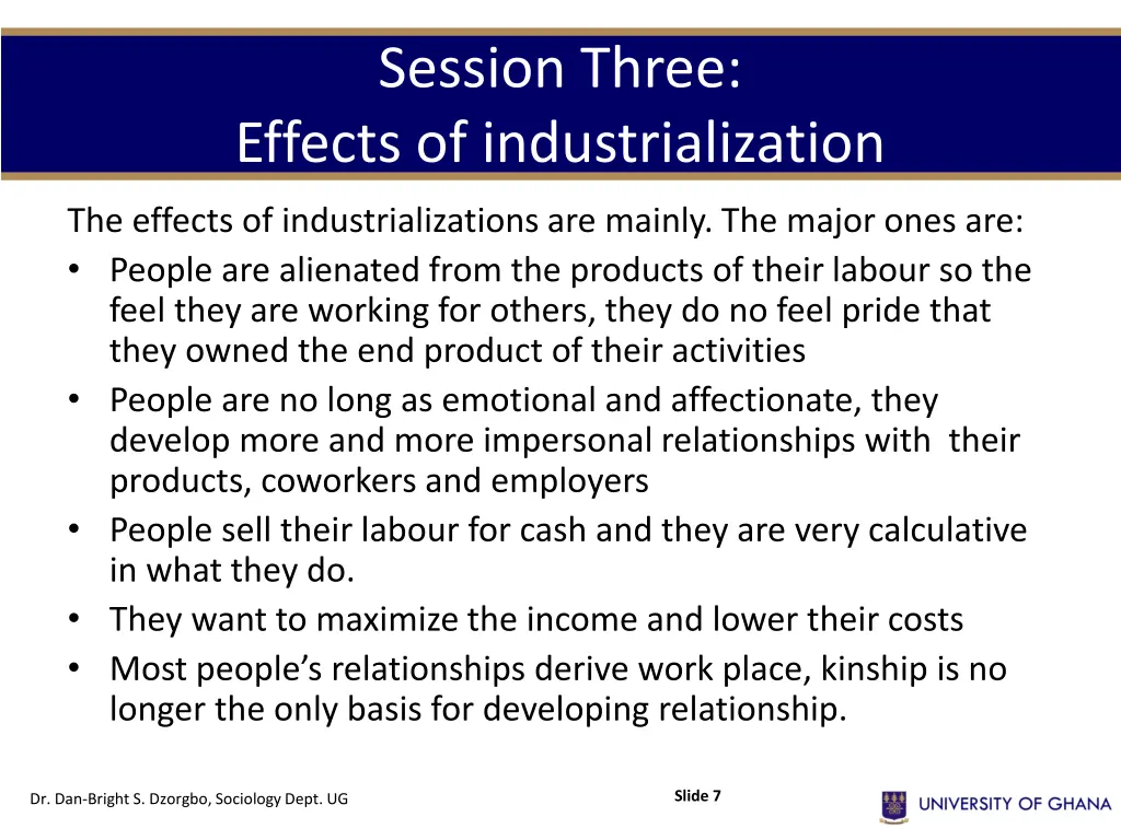 session three effects of industrialization