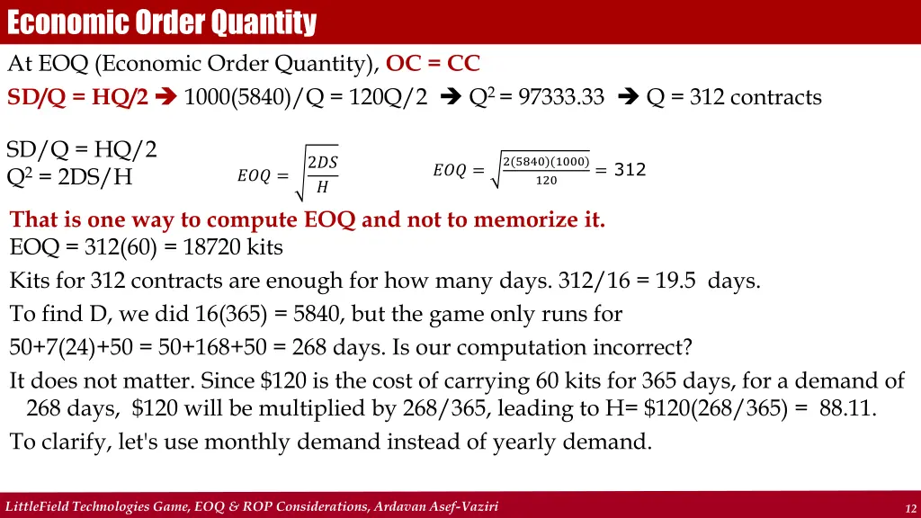 economic order quantity at eoq economic order