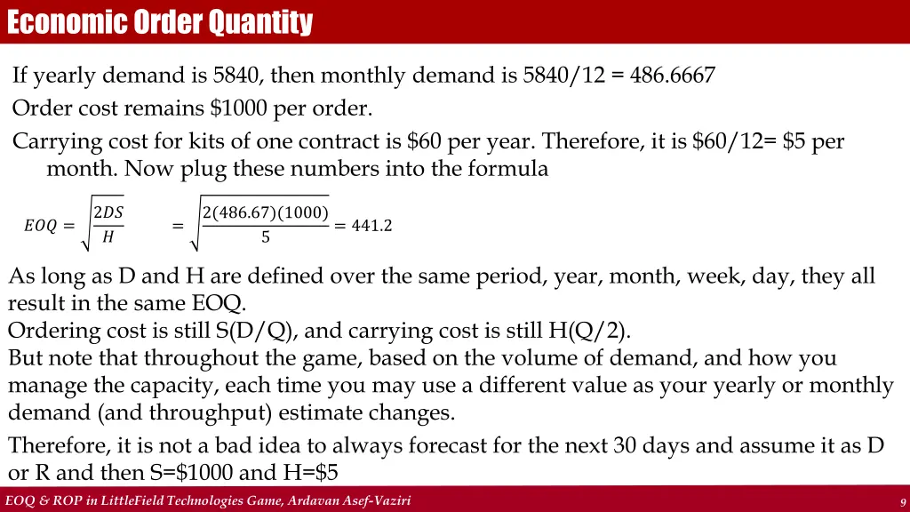 economic order quantity 1