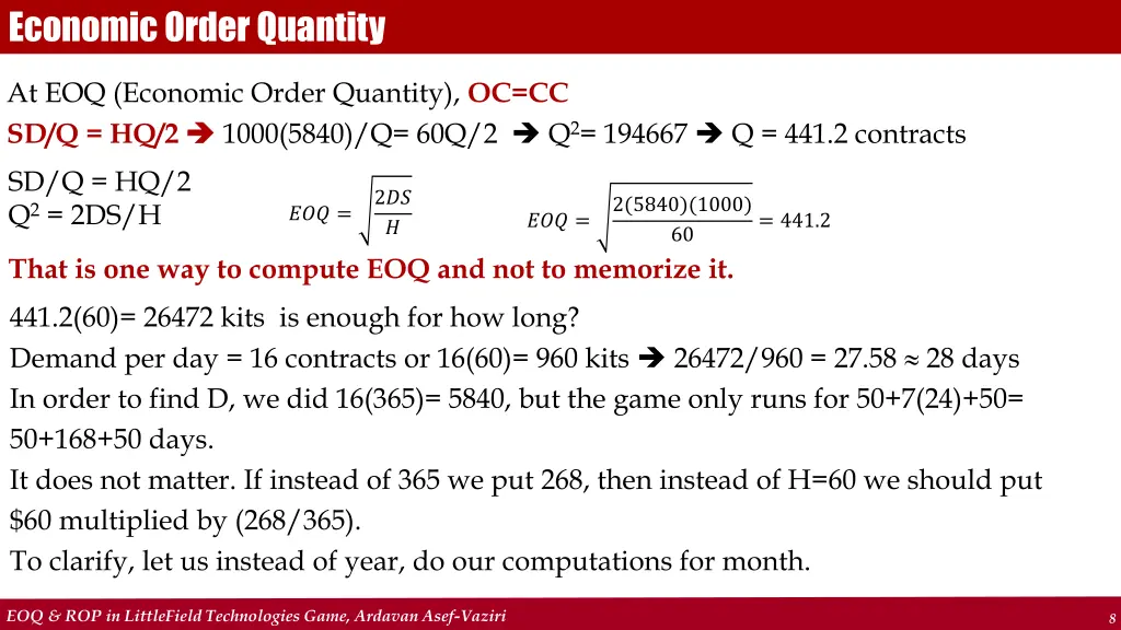 economic order quantity