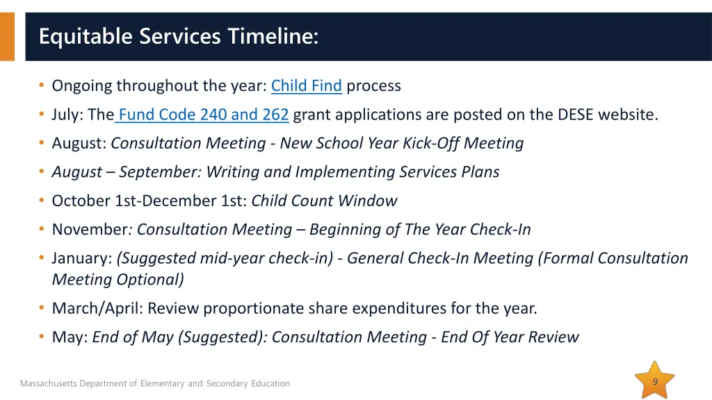 equitable services timeline