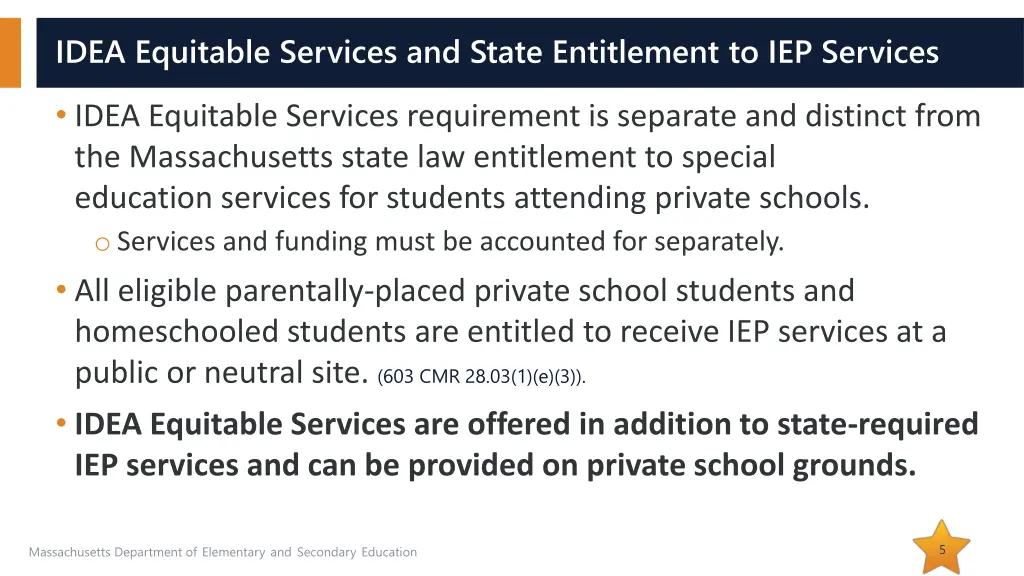 idea equitable services and state entitlement