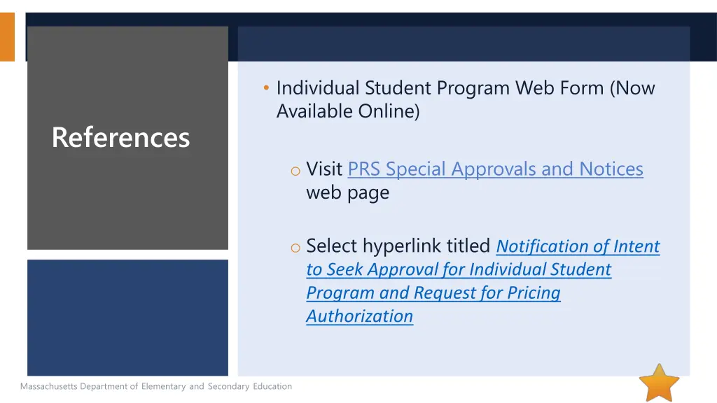 individual student program web form now available
