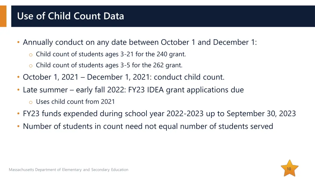 use of child count data