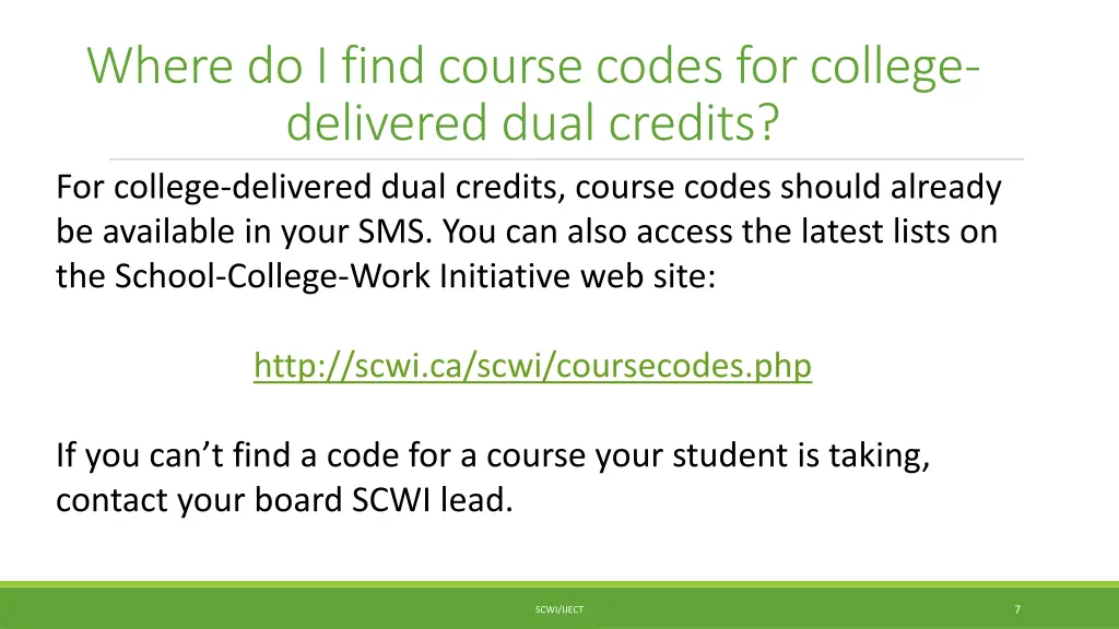 where do i find course codes for college