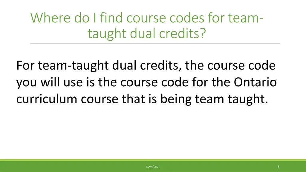 where do i find course codes for team taught dual