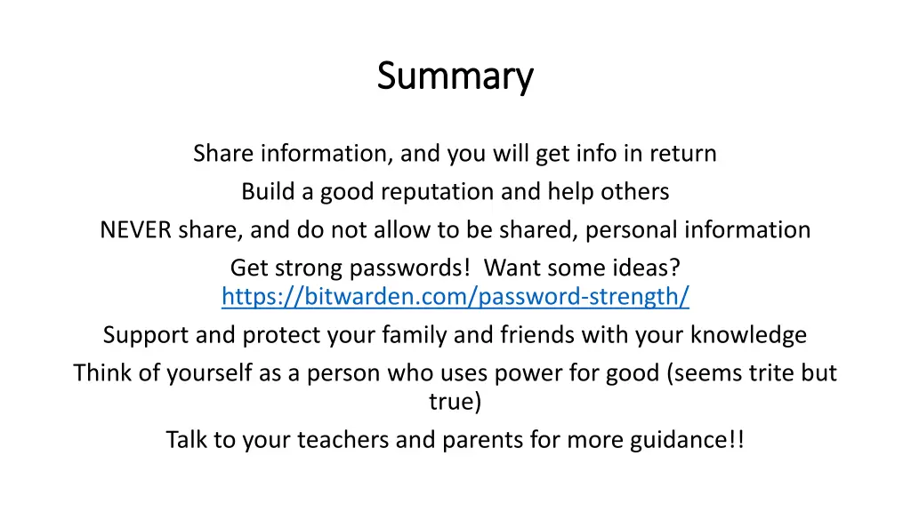 summary summary