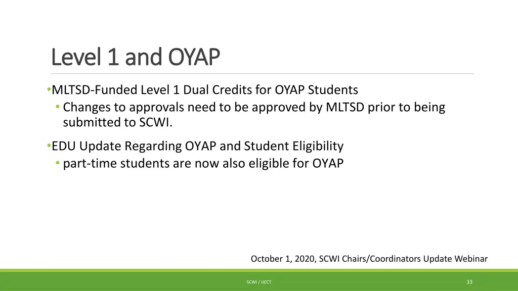 level 1 and oyap level 1 and oyap