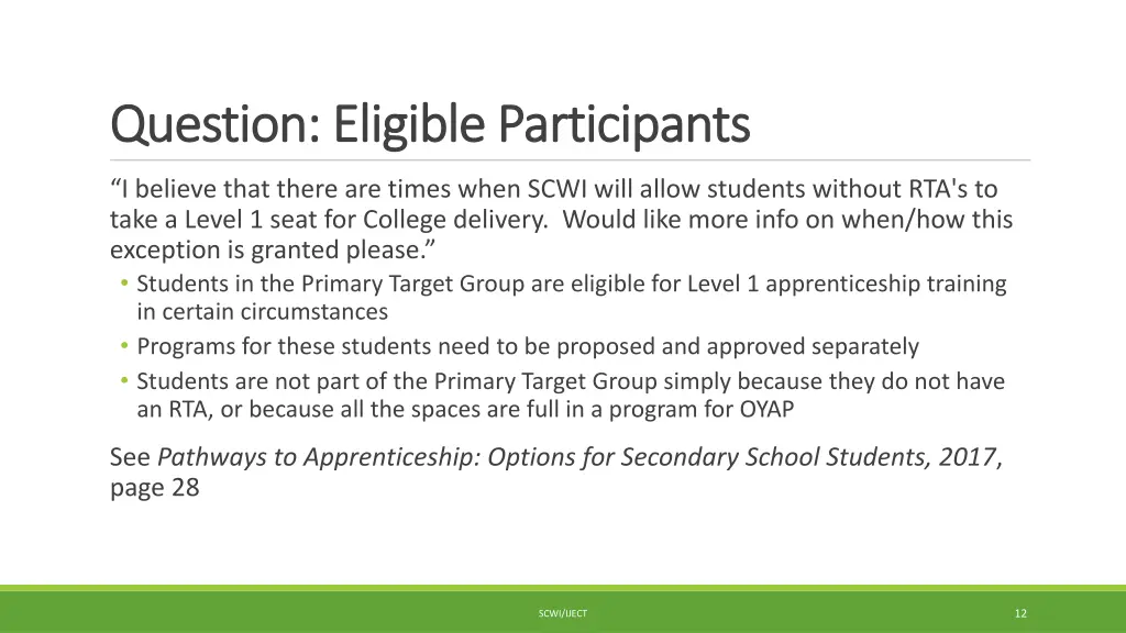 question eligible participants question eligible 2
