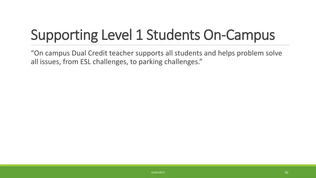 supporting level 1 students on supporting level