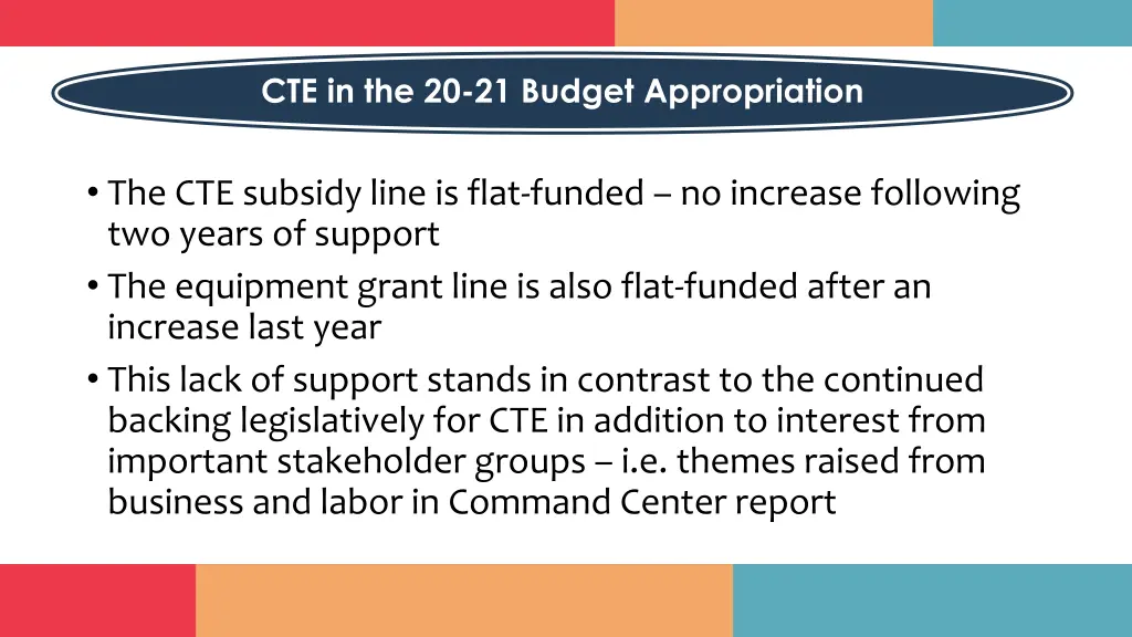 cte in the 20 21 budget appropriation