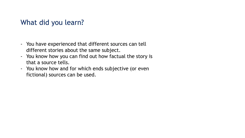what did you learn