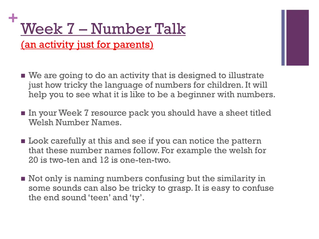 week 7 number talk an activity just for parents