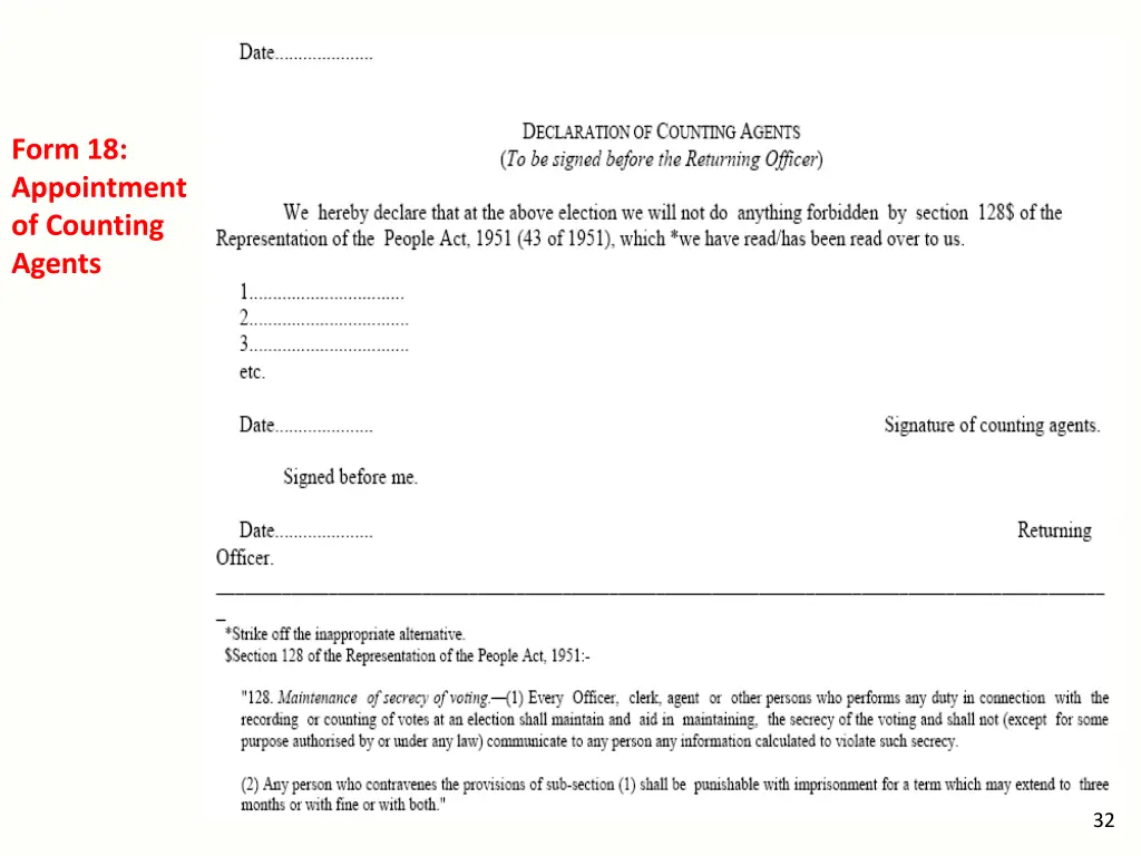 form 18 appointment of counting agents 1