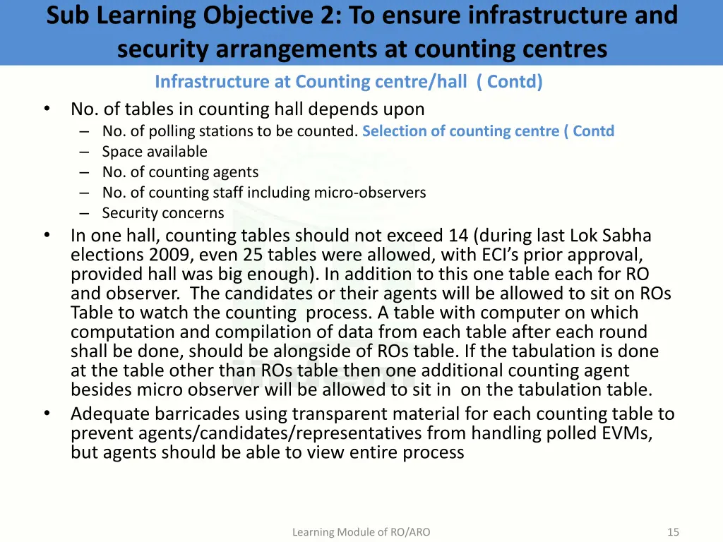 sub learning objective 2 to ensure infrastructure 1