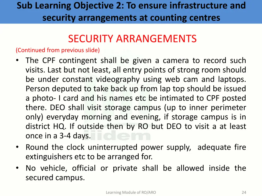 sub learning objective 2 to ensure infrastructure 10