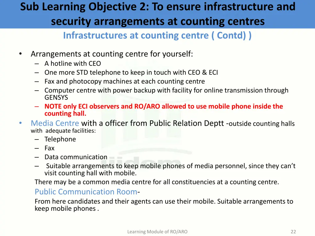sub learning objective 2 to ensure infrastructure 8