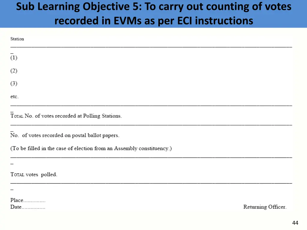 sub learning objective 5 to carry out counting 7