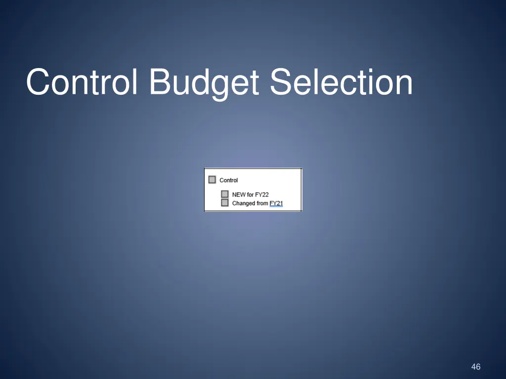 control budget selection