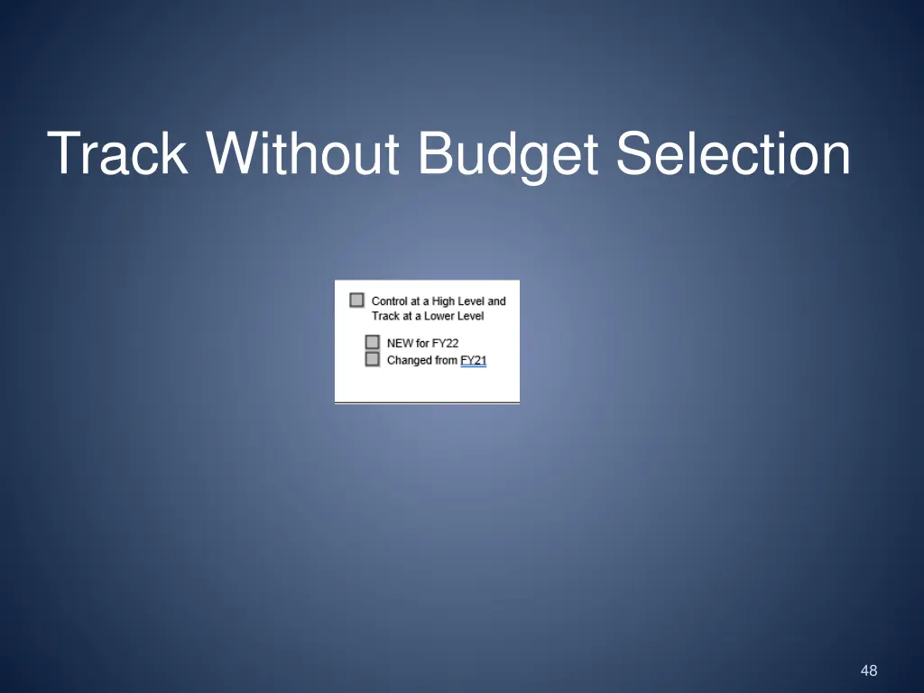 track without budget selection