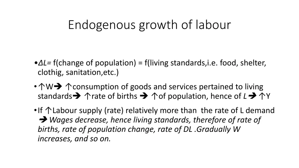 endogenous growth of labour