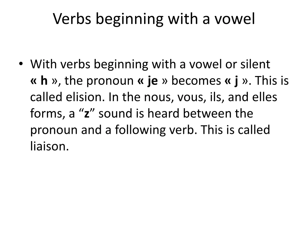 verbs beginning with a vowel