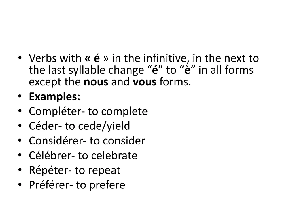verbs with in the infinitive in the next