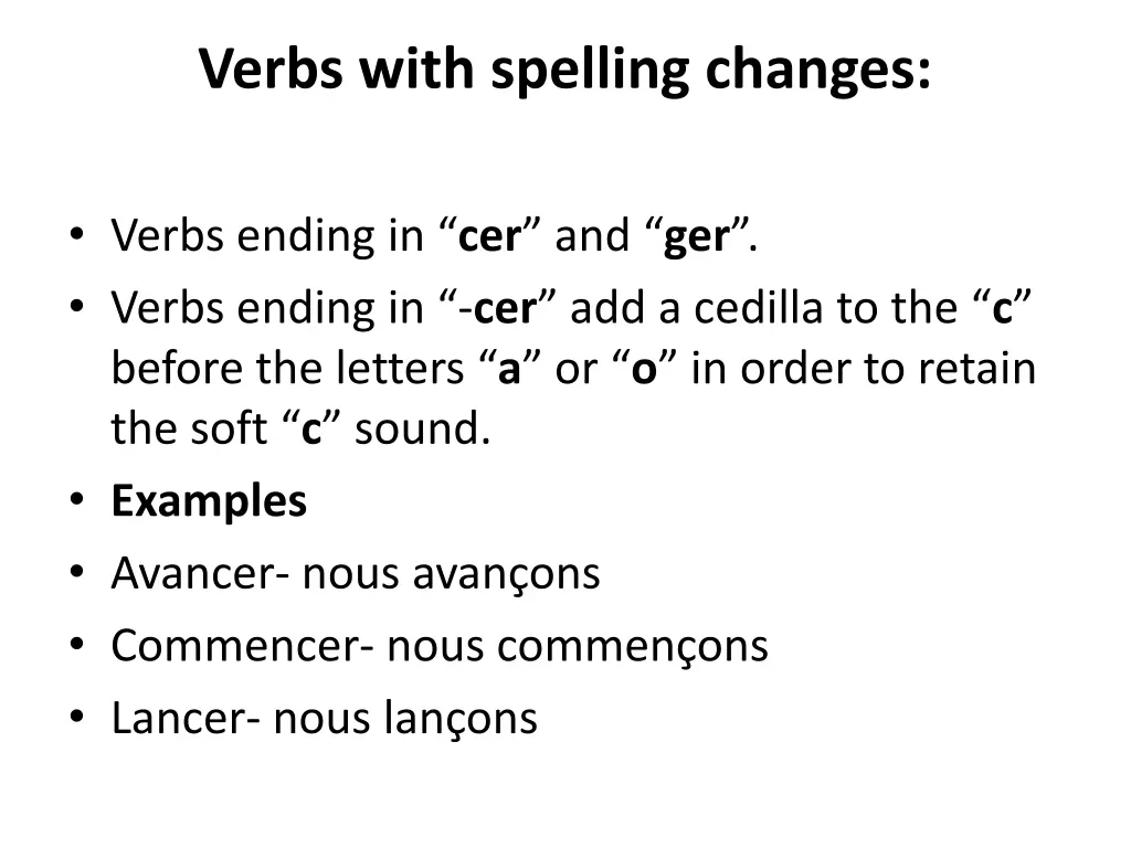 verbs with spelling changes