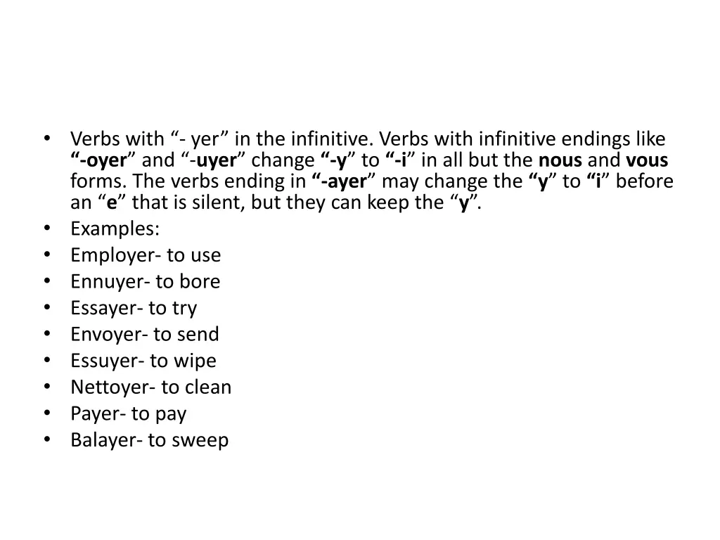 verbs with yer in the infinitive verbs with