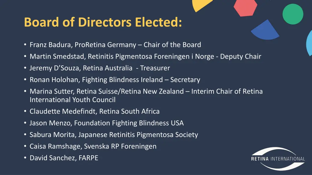 board of directors elected