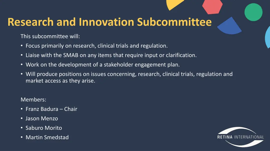 research and innovation subcommittee