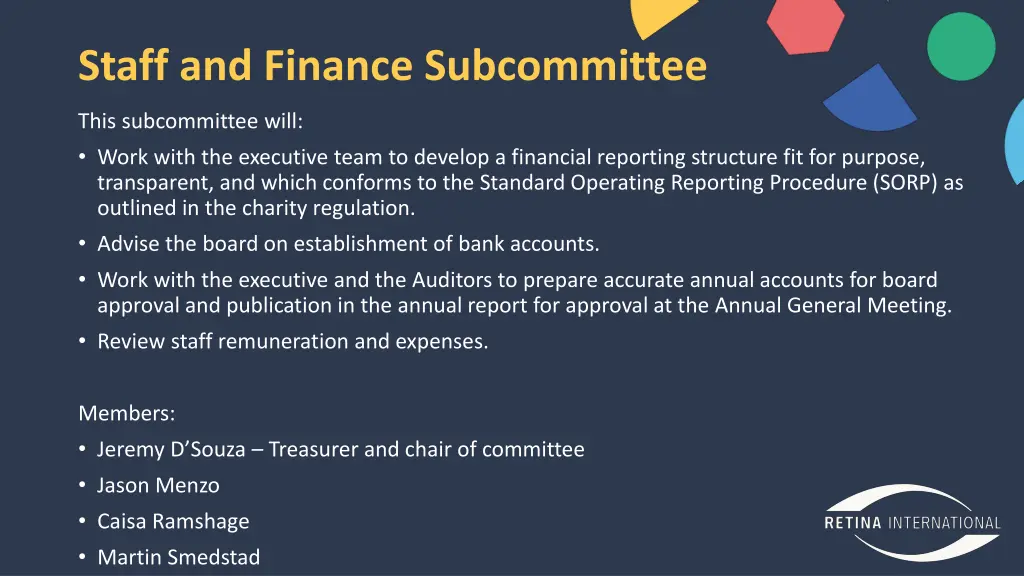staff and finance subcommittee