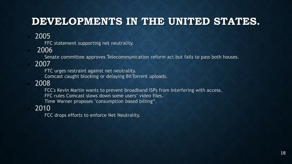 developments in the united states