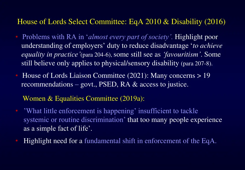 house of lords select committee eqa 2010