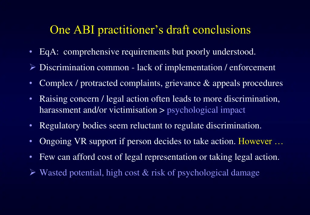 one abi practitioner s draft conclusions