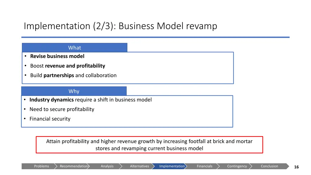 implementation 2 3 business model revamp