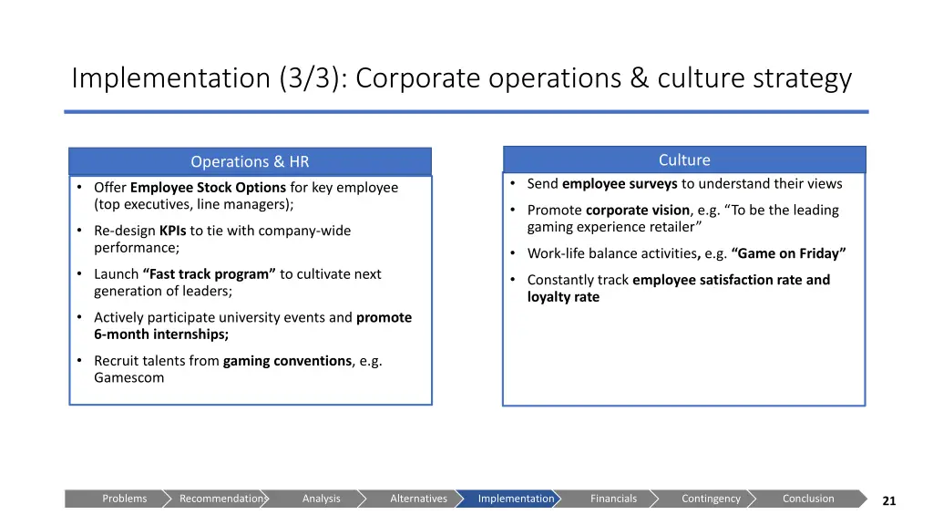 implementation 3 3 corporate operations culture 1