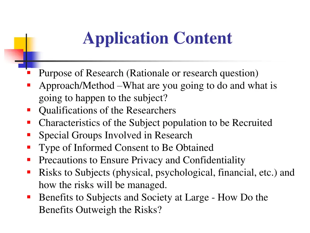application content