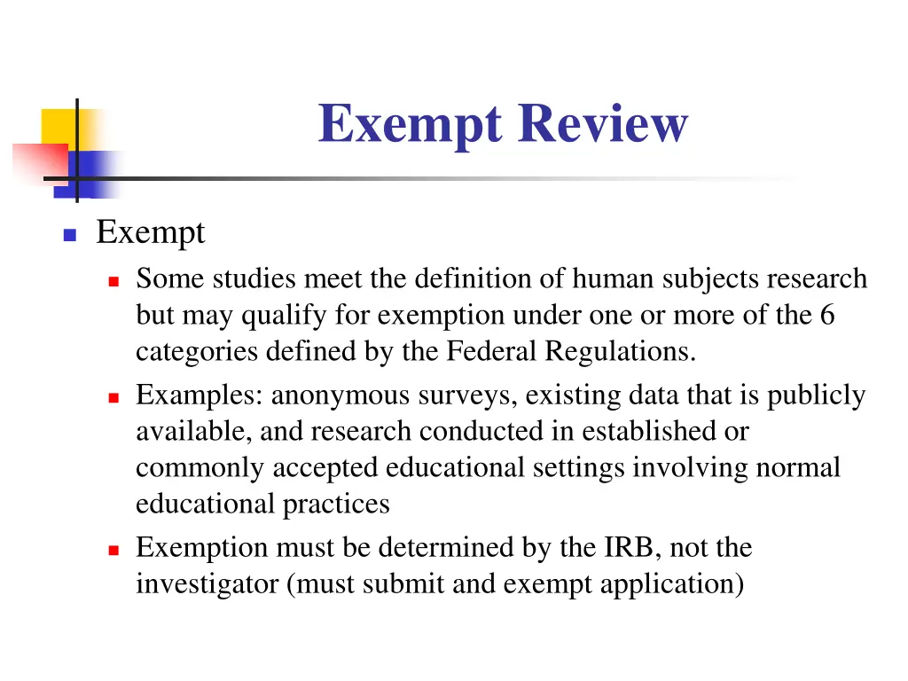 exempt review