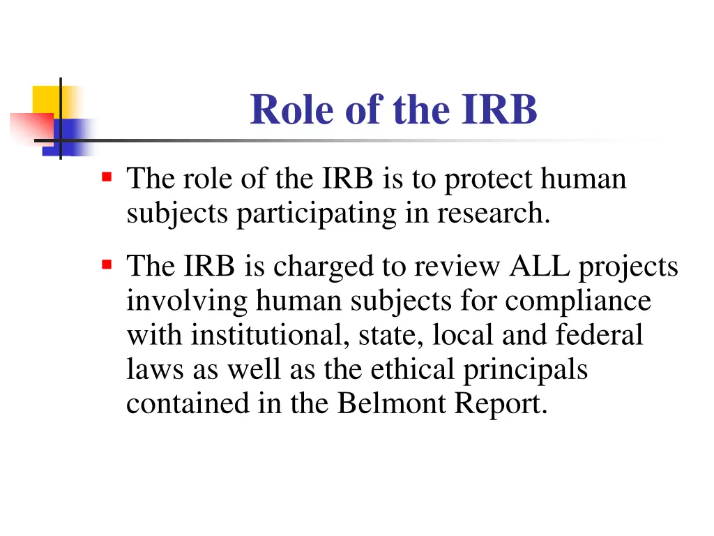 role of the irb