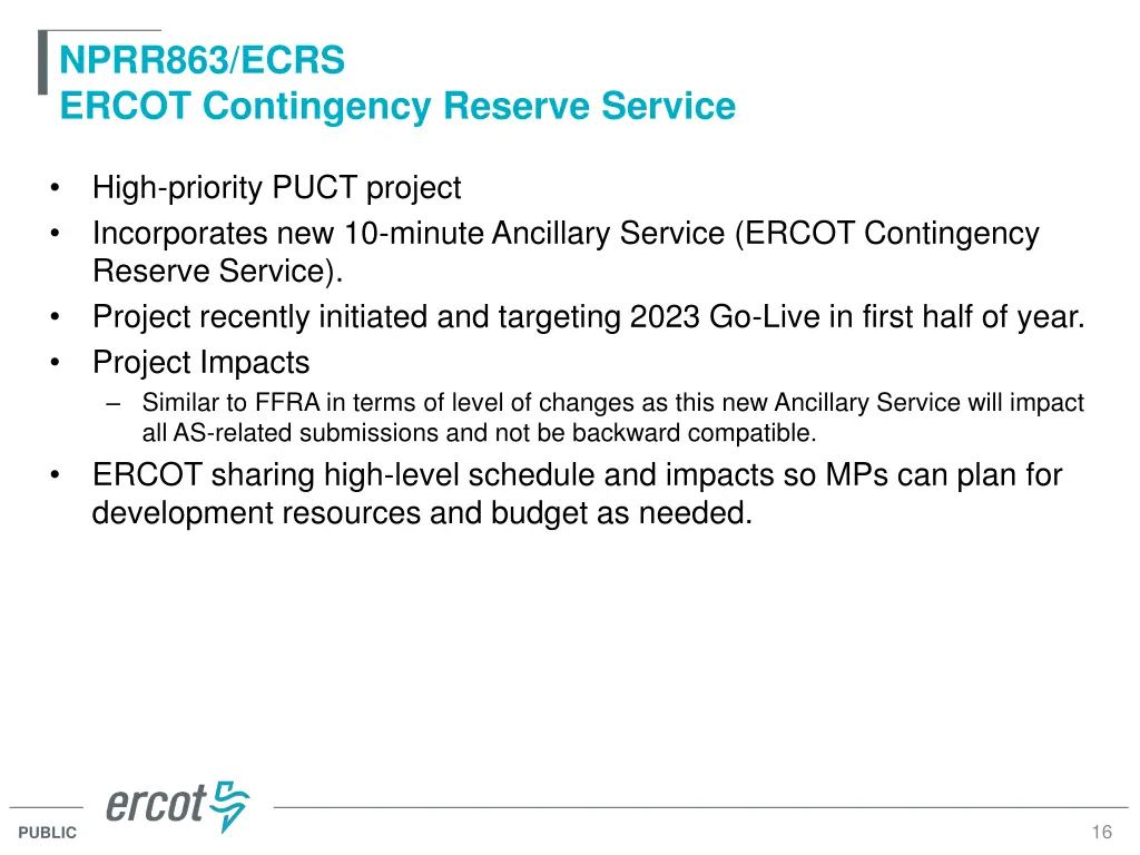 nprr863 ecrs ercot contingency reserve service