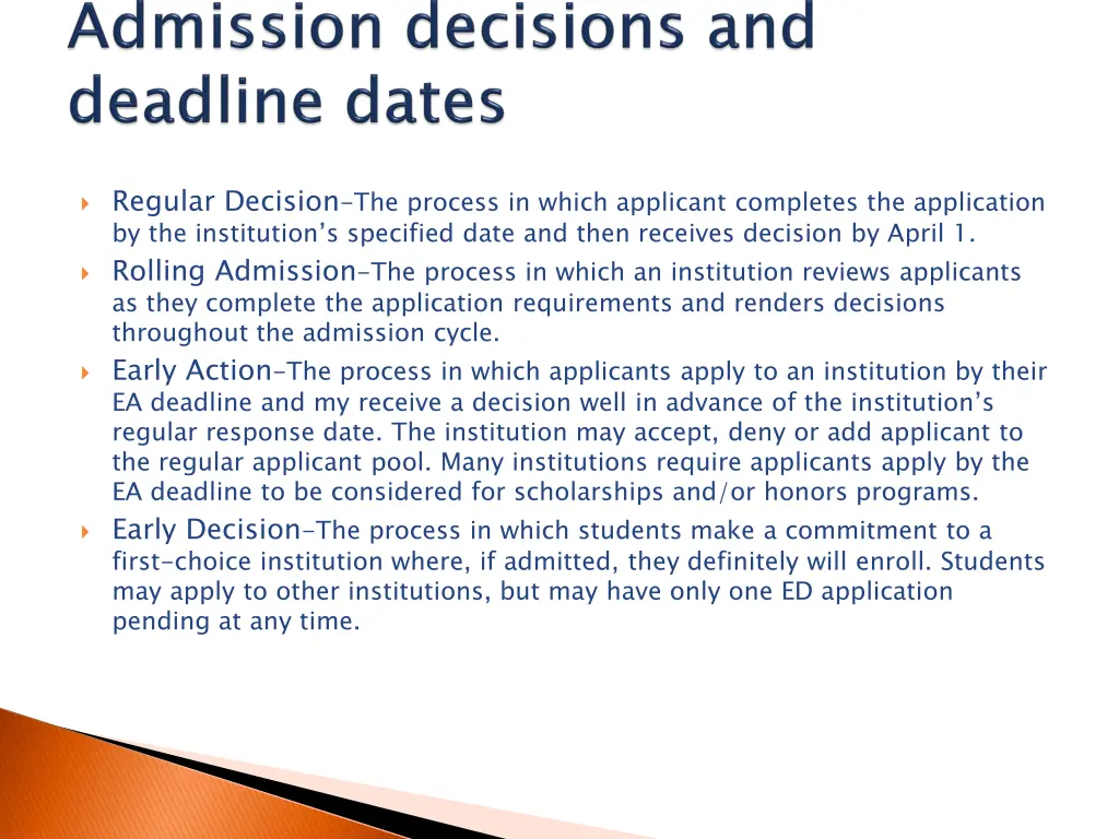 regular decision the process in which applicant