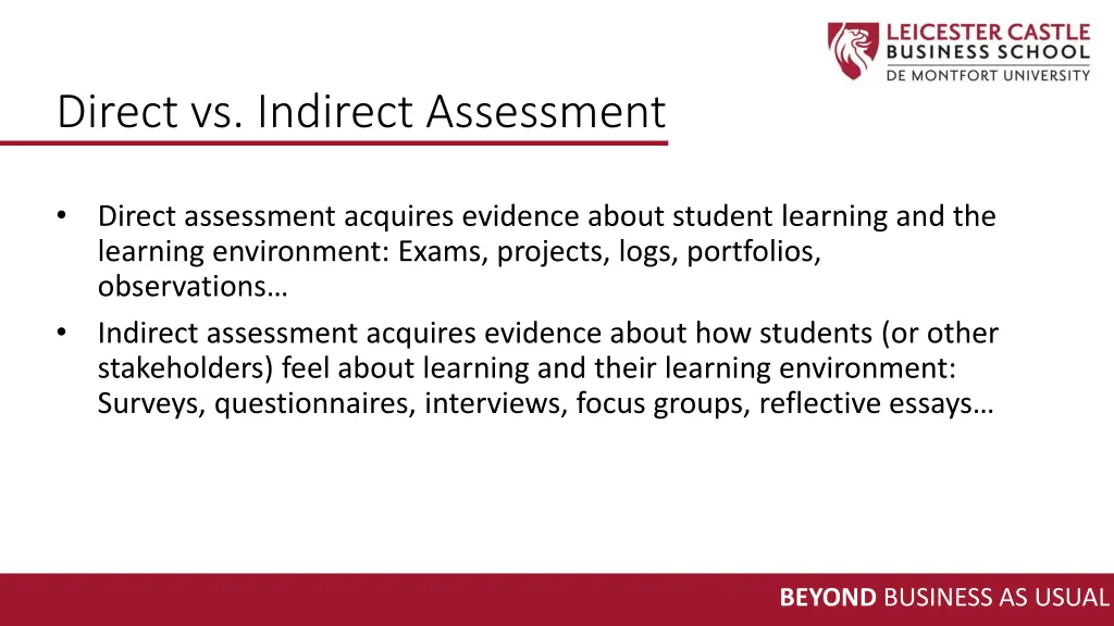 direct vs indirect assessment