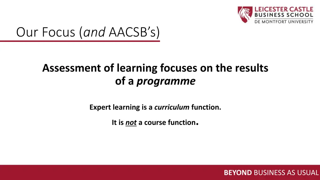 our focus and aacsb s