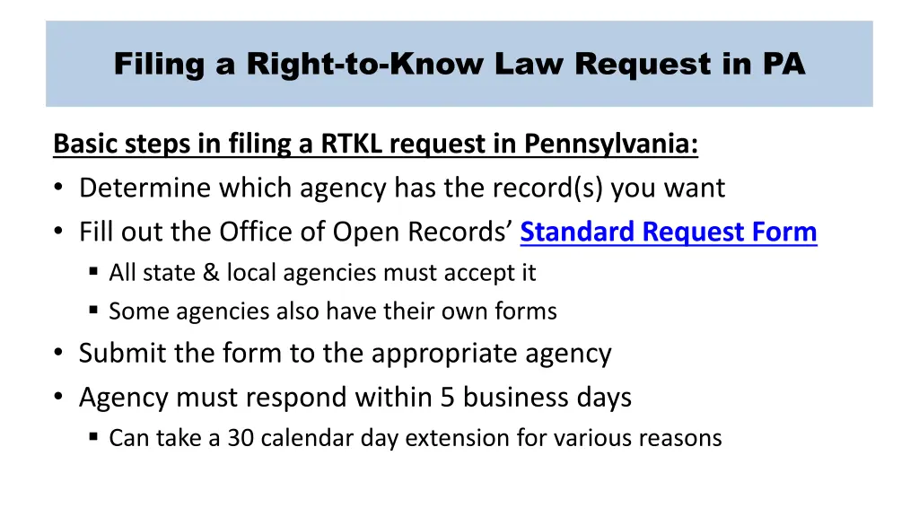 filing a right to know law request in pa
