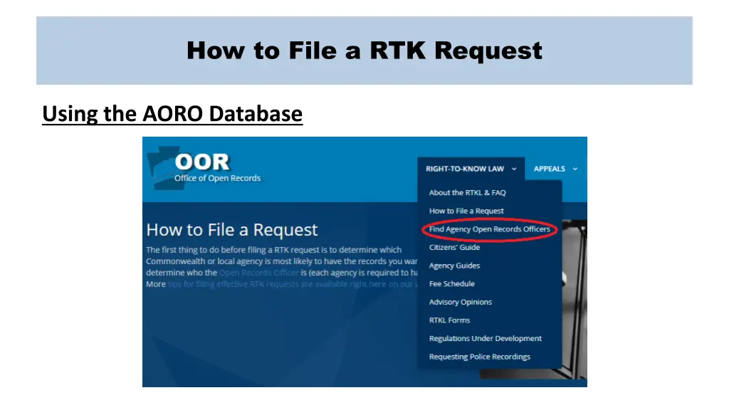 how to file a rtk request