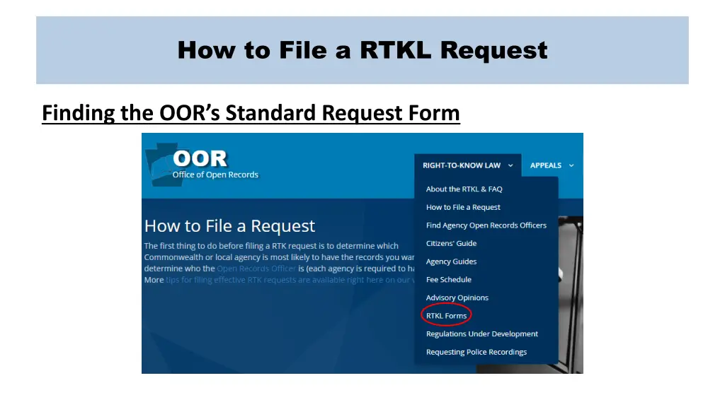 how to file a rtkl request 8