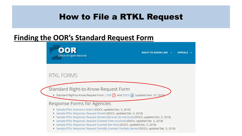how to file a rtkl request 9